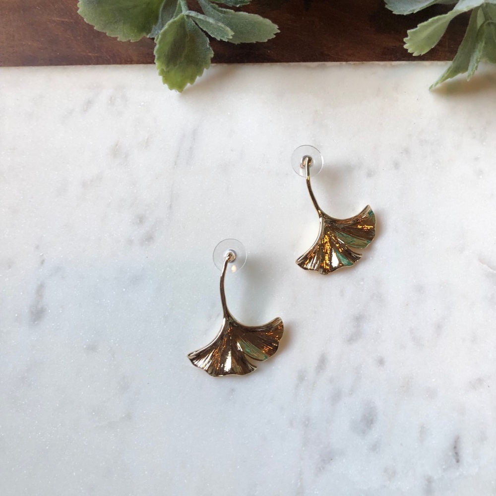 The Lana - Gold Textured Drop Earring - Picture 2 of 4